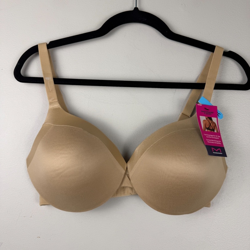 Maidenform Dreamwire T-Shirt Underwire Bra Women 38C Tan Cushioned Full Coverage